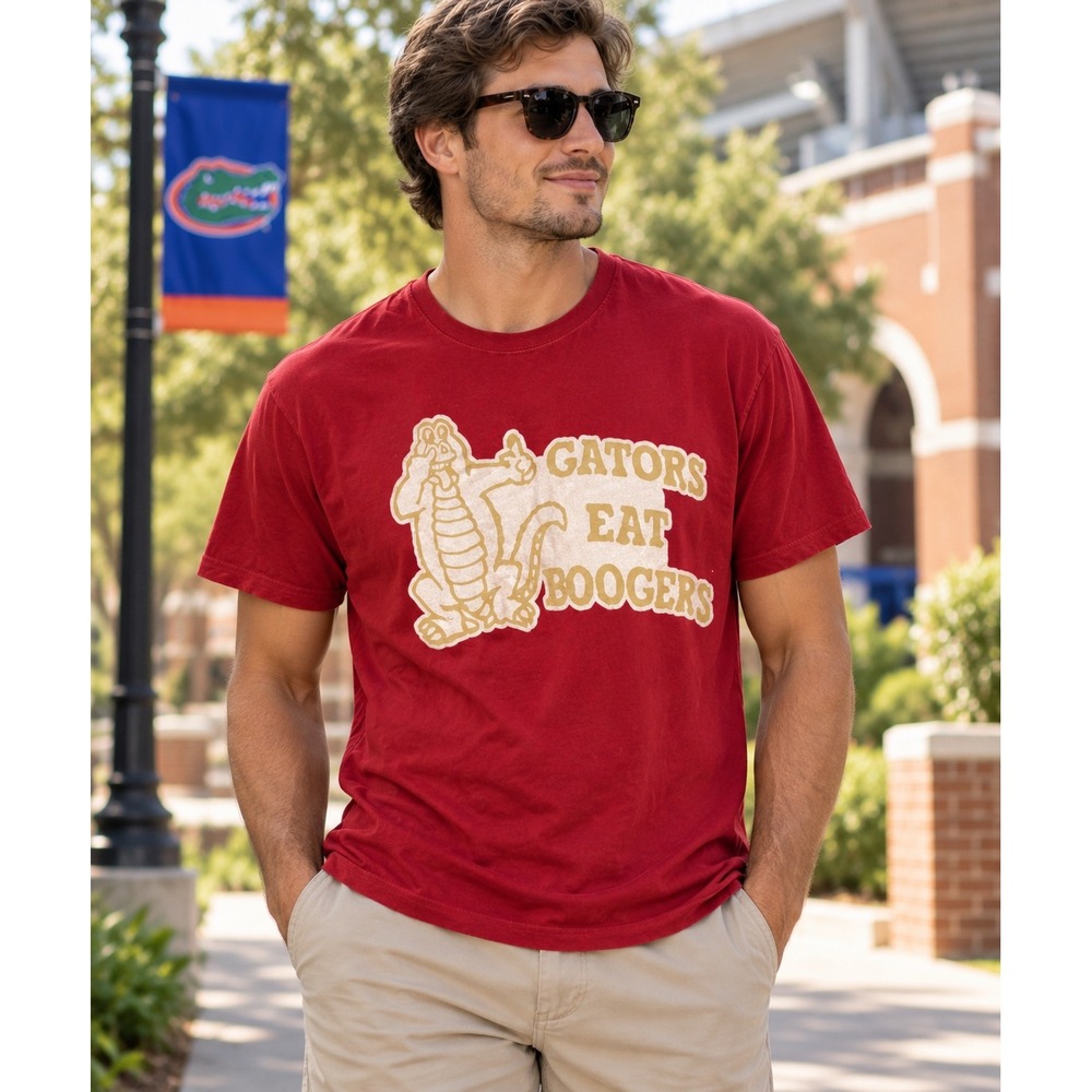 Next Level Gators Eat Boogers Graphic T-Shirt Mens Large Red Funny Alligator Tee